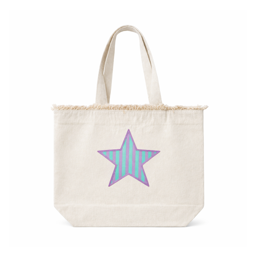 Bolso Cala de rayas morado y azul